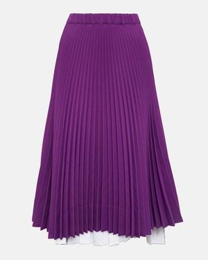 Plan C Pleated Jersey Midi Skirt - Purple