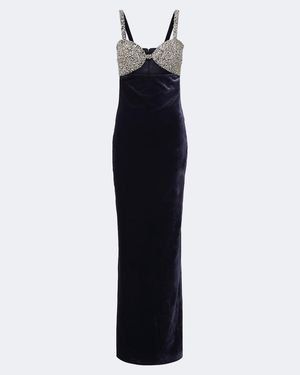 The New Arrivals Ilkyaz Ozel Robe Longue Lux A Ornements - Bleu