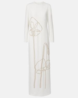 Costarellos Zarie Embellished Crepe Gown - White