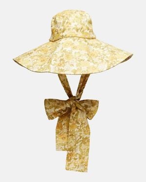 ALÉMAIS Gabriella Floral Linen Sun Hat - Metallic