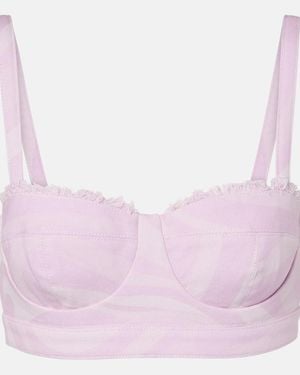 PUCCI Marmo Distressed Denim Bra Top - Pink