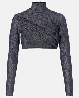 Gucci Gathered Lame Crop Top - Blue