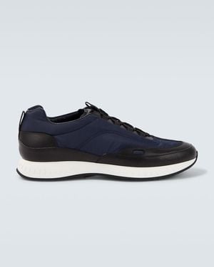 John Lobb Leather-Trimmed Slip-On Trainers - Blue