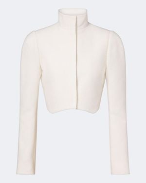 Alaïa Cropped Wool Crepe Jacket - White