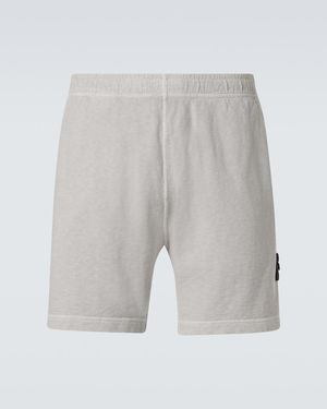 Stone Island Compass Cotton Fleece Shorts - Grey