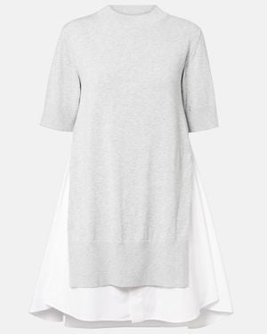 Sacai Layered Cotton Minidress - White