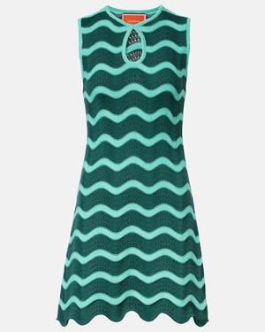 La DoubleJ Wavy Crochet Keyhole Cotton Minidress - Green