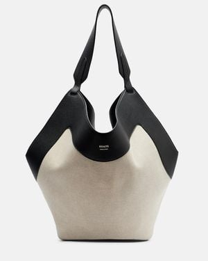 KHAITE Lotus Medium Leather-Trimmed Canvas Tote Bag - Natural