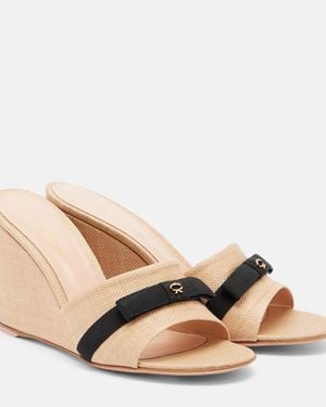 Gianvito Rossi Minou Raffia Wedge Mules - Natural