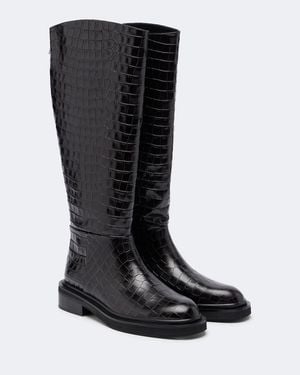 A.Emery Jude Croc-Effect Leather Knee-High Boots - Black