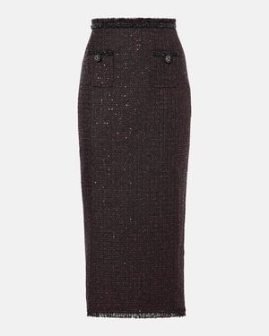 Self-Portrait Tweed Maxi Skirt - Black