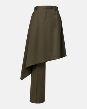Bottega Veneta Wool Chevron Asymmetric Pantaskirt - Green