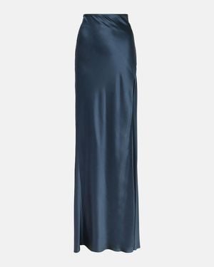 The Sei Asymmetric Silk Satin Maxi Skirt - Blue
