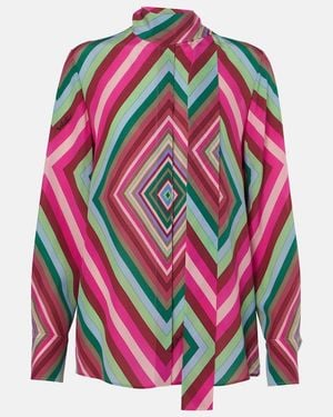 Valentino Tie-Neck Silk Crepe De Chine Shirt - Pink