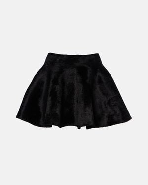 Alaïa Flared Wool-Blend Miniskirt - Black