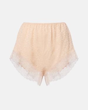 Chloé Lace-Trimmed Silk Jacquard Shorts - Natural