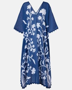 Juliet Dunn Scalloped Cotton Kaftan - Blue