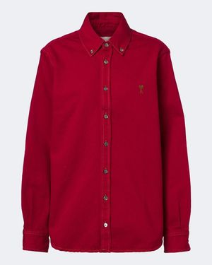 Ami Paris Hemd Ami De Coeur Aus Baumwoll-Twill - Rot