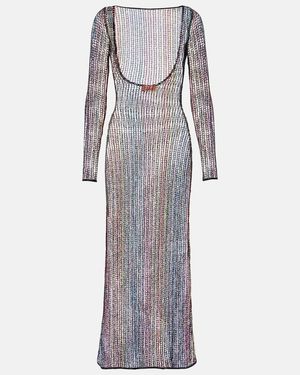 Missoni Sheer Open-Back Maxi Dress - Purple