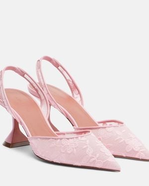 AMINA MUADDI Slingback-Pumps Holli Aus Spitze Mit Leder - Pink
