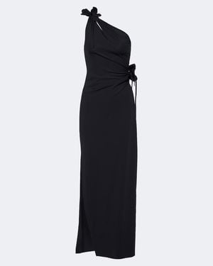 Coperni Floral-Applique Asymmetric Cocktail Dress - Black