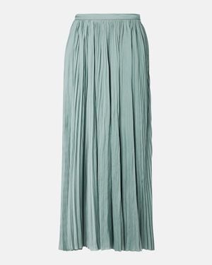 Ulla Johnson Lulu Satin Plisse Maxi Skirt - Green