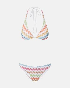 Missoni Bikini Zigzag Aus Haekelstrick - Weiß