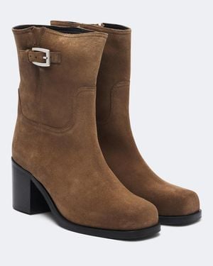 STAUD Bottines Brooklyn En Daim - Marron