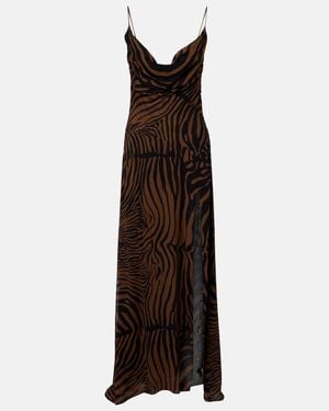 Blumarine Zebra-Print Maxi Dress - Brown