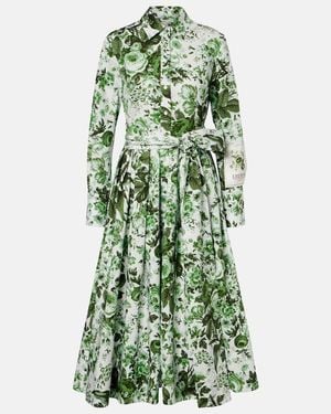 Erdem Floral Cotton Shirt Dress - Green