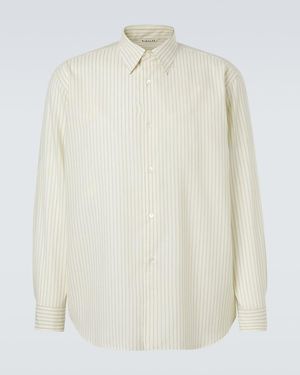 AURALEE Striped Wool Shirt - White