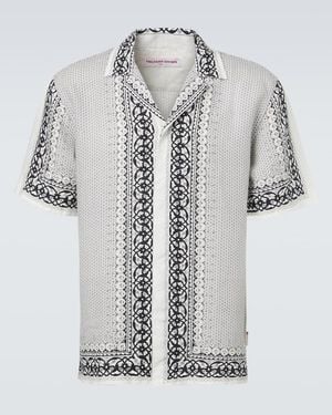 Orlebar Brown Maitan Printed Linen Bowling Shirt - Metallic