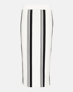 JOSEPH Pleated Striped Pencil Skirt - White