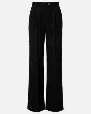 The Row Virgil Wool Gabardine Wide-Leg Trousers - Black
