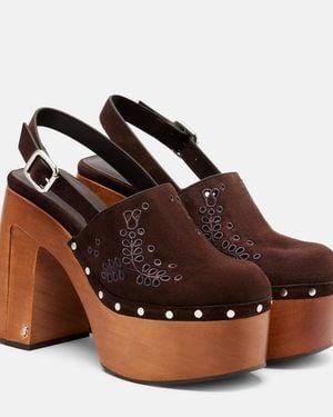 Jimmy Choo Alida 135 Suede Platform Clogs - Brown