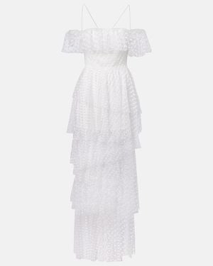 Alexandra Miro Carmen Polka-Dot Tulle Maxi Dress - White