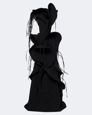 Maticevski Furiosa Fringed Applique Gown - Black