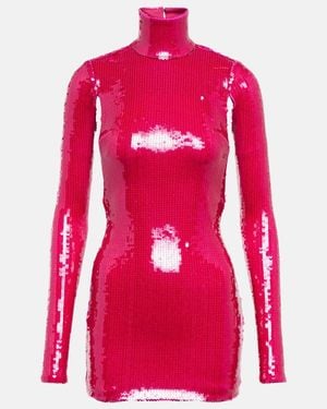 LAQUAN SMITH Sequined Turtleneck Minidress - Red