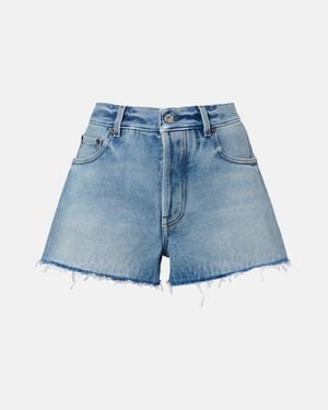 Miu Miu Shorts De Denim Con Flecos - Azul