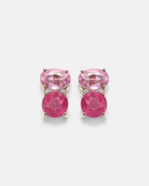 STONE AND STRAND 14Kt Earrings With Rubies And Sapphires - Pink