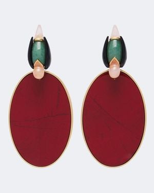 Zimmermann Pendientes Largos Chapados En Oro De 16 Ct Adornados - Rojo