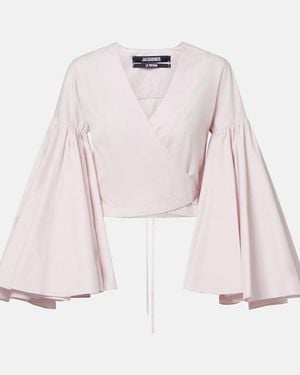 Jacquemus Paysan Cotton Poplin Wrap Top - Pink