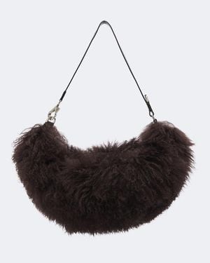 Lemaire Quiver Clip Shearling Shoulder Bag - Brown