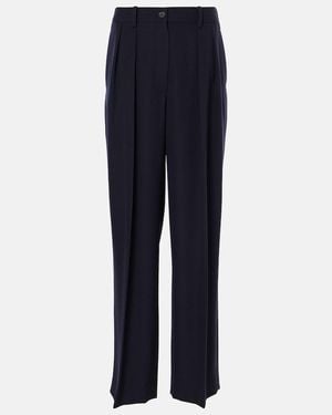 The Row Igor Low-Rise Wool Wide-Leg Pants - Blue