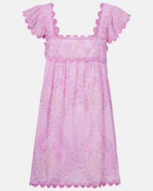 Juliet Dunn Ruffled Cotton Minidress - Purple