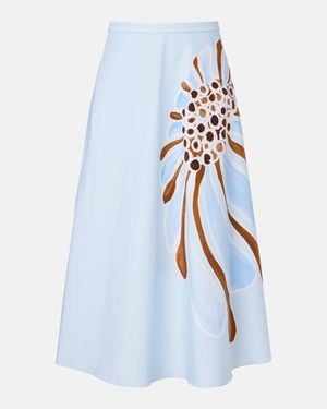Dorothee Schumacher Floral Cotton-Blend Midi Skirt - Blue