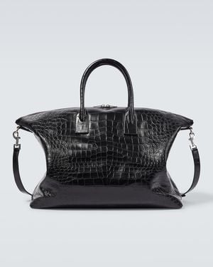 Saint Laurent Giant Croc-Effect Leather Tote Bag - Black