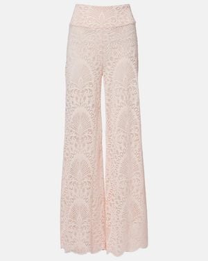 Alexandra Miro Paloma Lace Wide-Leg Trousers - Pink