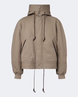 Bottega Veneta Leather-Trimmed Cotton Canvas Jacket - Natural