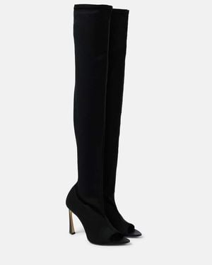 Victoria Beckham Peep Toe Over-The-Knee Boots - Black